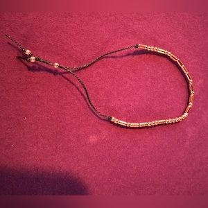 Hand crafted Morse code bracelet “Block Island” in rose gold and black unique